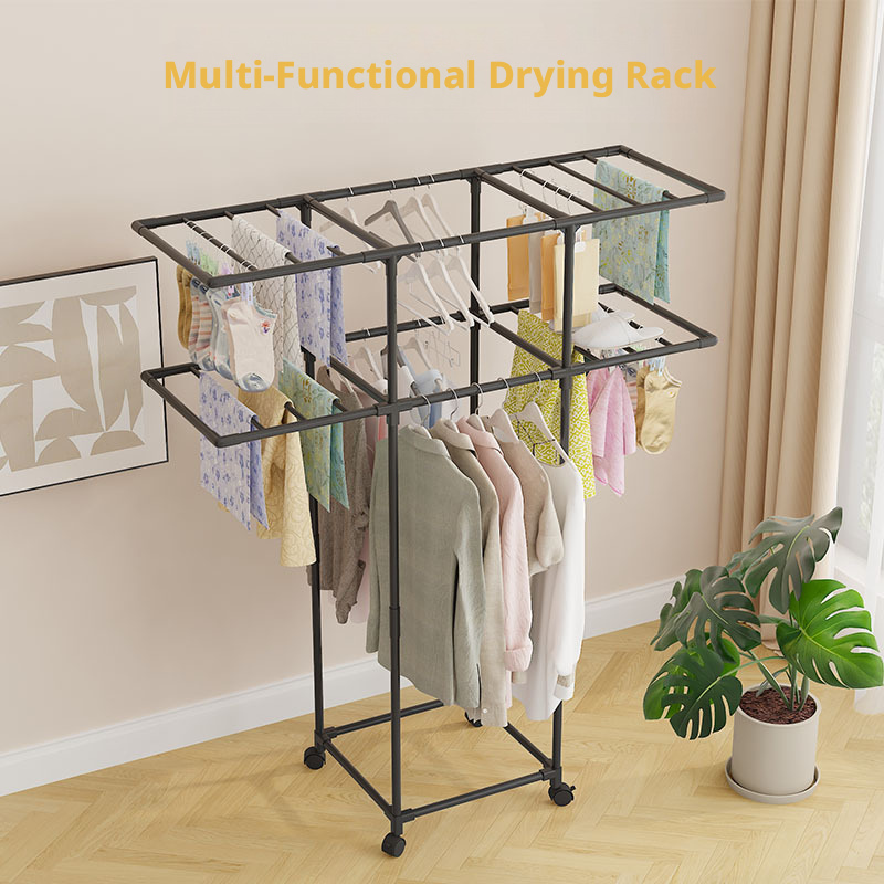 رف تجفيف الملابس مع عجلات، حام - مراجعة Coat Rack Standing وسعره